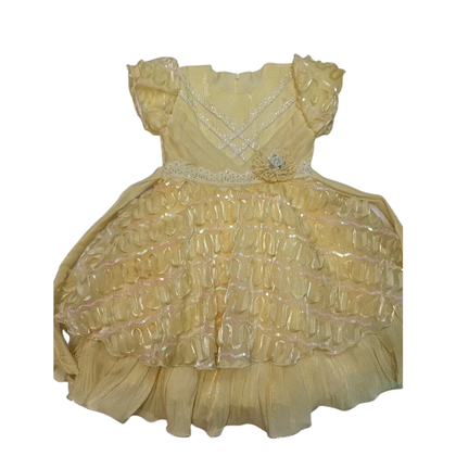 Golden Yellow Party Wear Dress for Girls