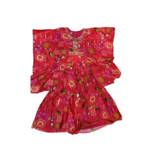 Kaftan Set for little girls– Red Floral Print