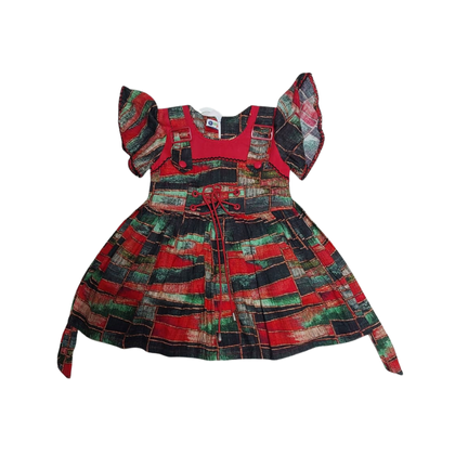Cute Girls Frock – Red & Multicolor